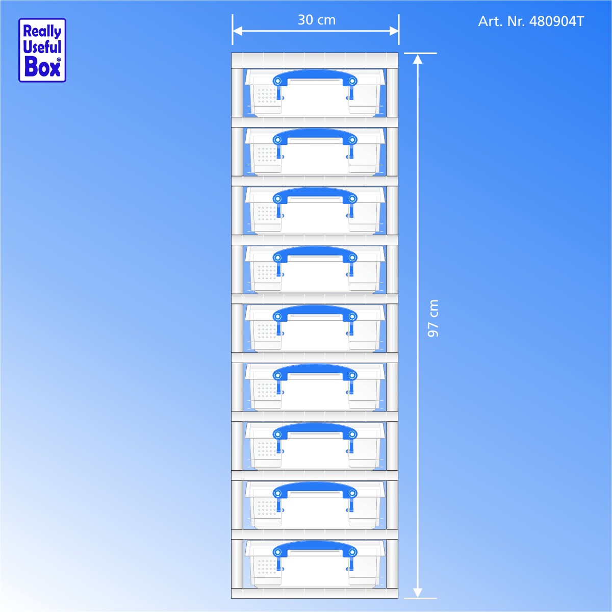 Single Tower 9 x 4-Liter-Box, Gestell transparent