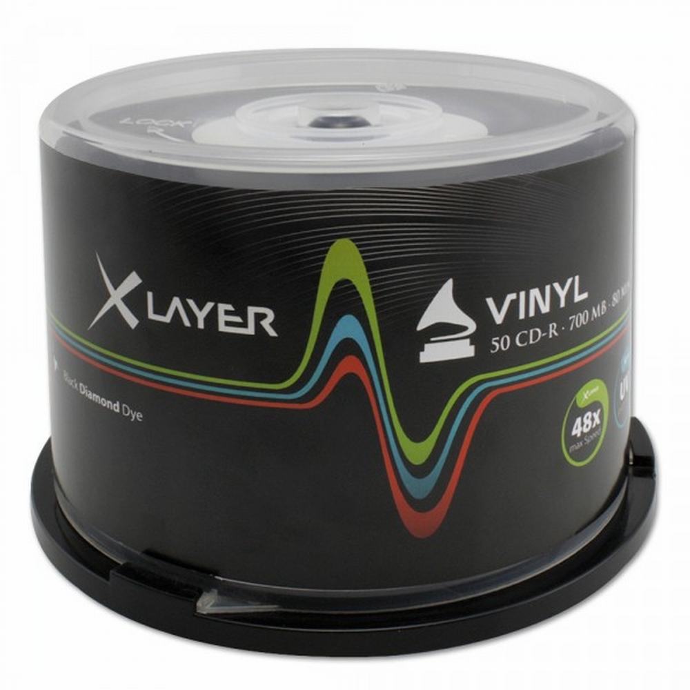 CD-R 80 XLayer 48x Black Vinyl Inkjet white 50er Cakebox